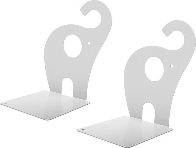 Painter Buchstützen aus Metall in Weiß mit Elefant-Design für Ordner und Notizbücher - Bild 1