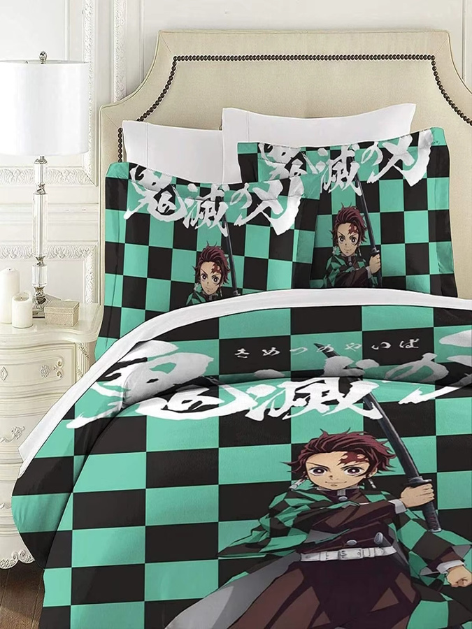 Nezuko Kamado und Muichiro Tokito Anime Bettwäsche-Set von Potdemiel in Grün für Kinder und Jugendliche - Bild 2