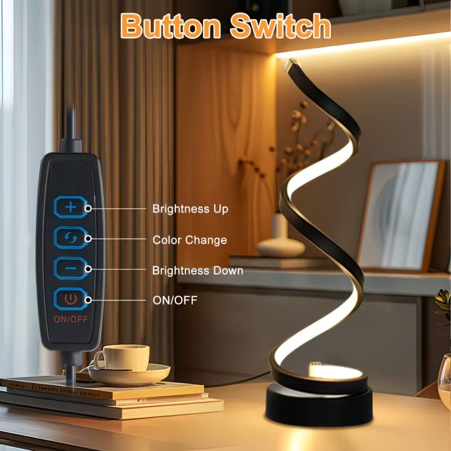 ledcbet Spiralförmige LED-Nachtlampe mit USB-Anschluss, dimmbar, Schwarz und Weiß - Bild 2