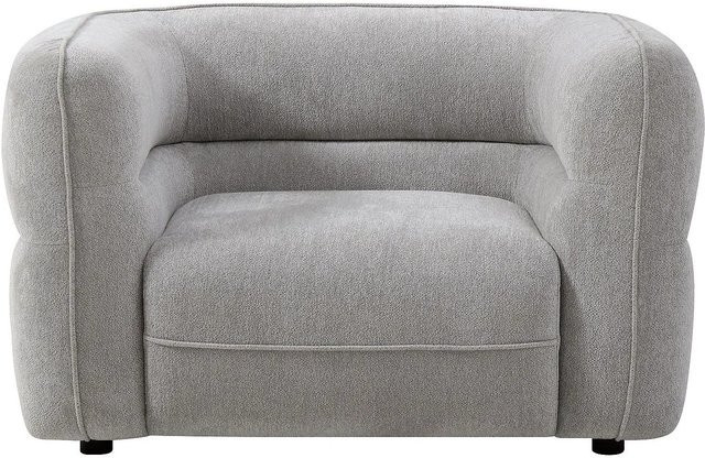 Vente-unique Sessel Taliena mit gerader Rückenlehne und Armlehnen in Grau aus Chenille-Stoff, Breite: 120 cm - Bild 1