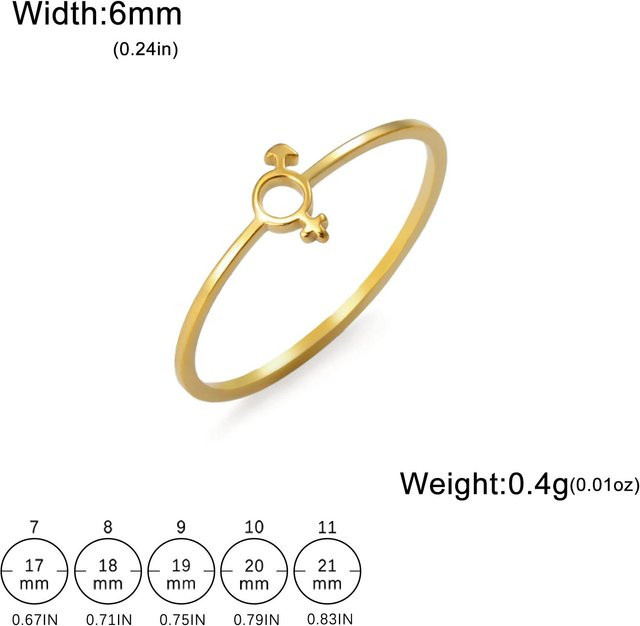YULIN Geschlechtssymbolringe, Edelstahl, Gold, Unisex, Ringgröße 8 - Bild 1