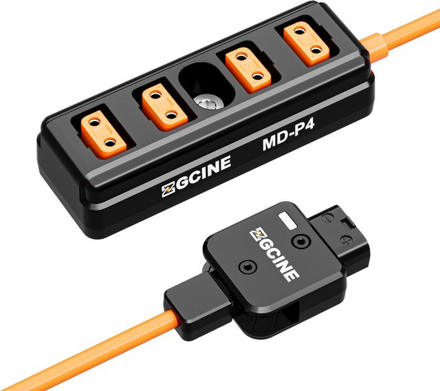Drehbarer D-Tap-Splitterkabel 180 Grad mit 1 D-Tap-Stecker auf 4 D-Tap-Buchsen als D-Tap Power Hub für V-Mount-Akkus - Bild 1