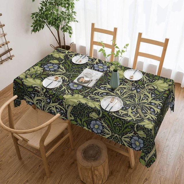JINGYUE Pet Tischdecke William Morris Algen in Grün, rechteckig, wasserabweisend und ölbeständig, B/T: 100 x 145 cm - Bild 1
