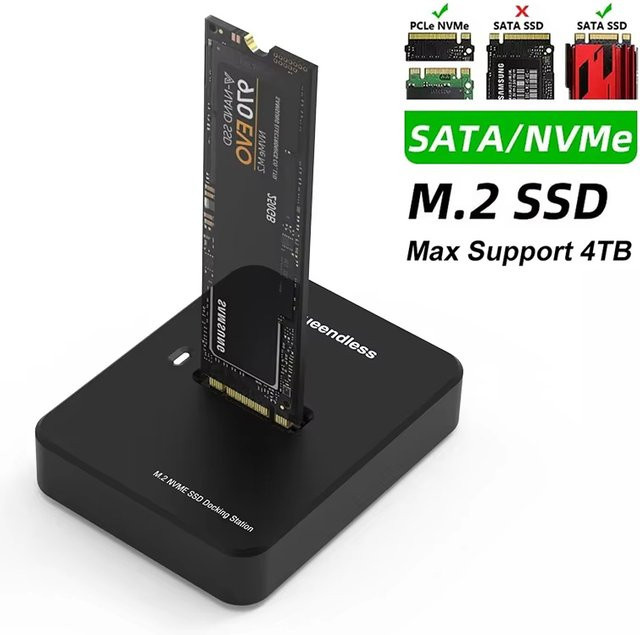 Blueendless Externe M.2 NVMe SSD-Festplatte Gehäuse mit 10 Gbit/s Übertragungsrate in Schwarz - Bild 1