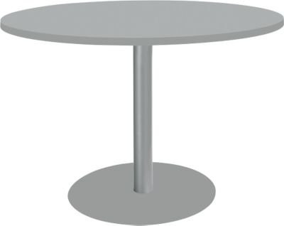 Schäfer Shop Select Besprechungstisch BST für bis zu 6 Personen, runder Tisch mit Tellerfuß, höhenverstellbar, lichtgrau/weißaluminium, B: 120 cm, T: 120 cm, H: 61,7 - 81,7 cm - Bild 1