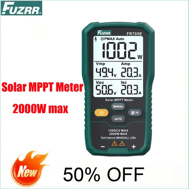 FUZRR FR705E Solar MPPT Power Meter Leistungstester für Photovoltaik-Module bis max. 2000W zur Messung von Leerlaufspannung und Kurzschlussstrom - Bild 1