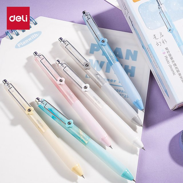 Deli Gel-Stifte im 6er-Set mit schwarzer Tinte und 0,5 mm Schriftdicke für Schule und Büro - Bild 1