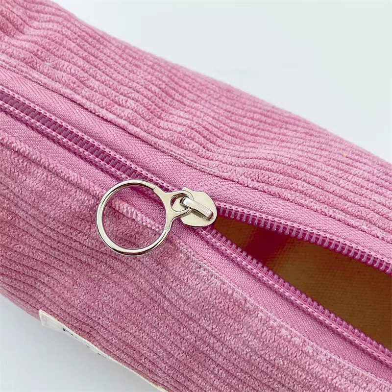 Minimalistisches Cord-Federmäppchen mit Reißverschluss in Apricot - Bild 1