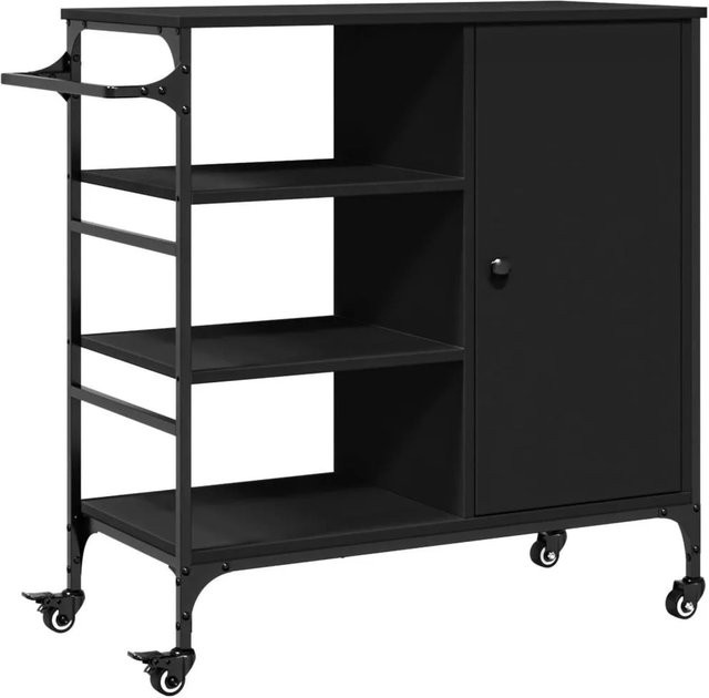 vidaXL Küchenwagen in Schwarz im Vintage-Design aus Holzwerkstoff und Stahl, B/T/H: 87,5 x 38,5 x 84,5 cm - Bild 1