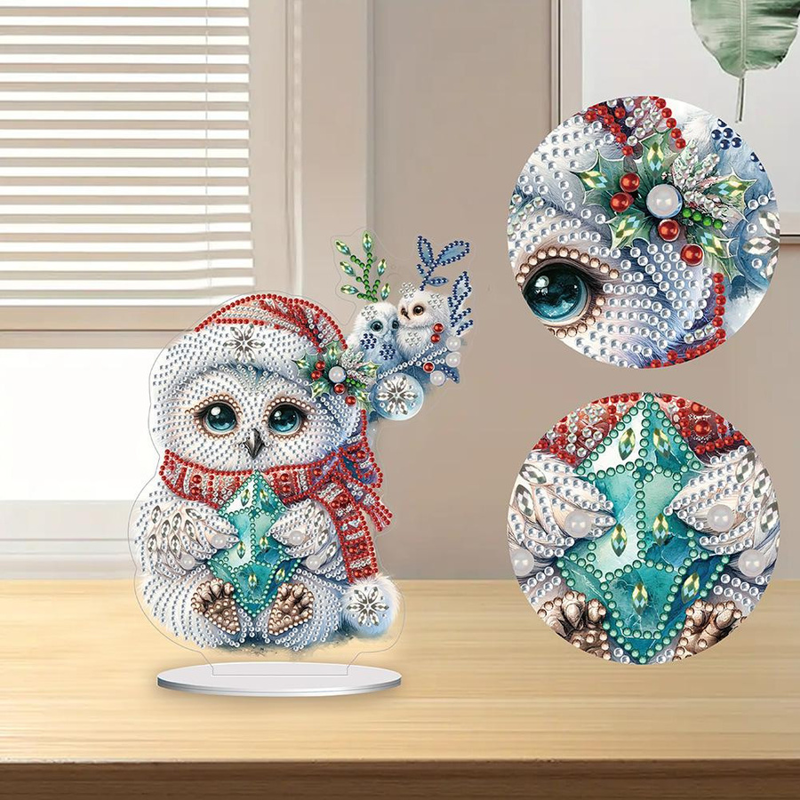 APWIKOGER DIY Diamantmalerei Eulen Ornament Set Acryl Winter - Bild 2