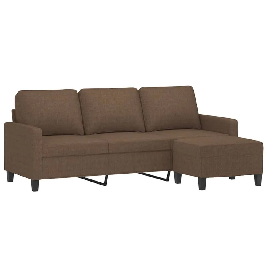 vidaXL 3-Sitzer-Sofa mit Hocker in Braun aus Stoff mit Armlehnen und modernem Design - Bild 2