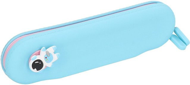 Silikon-Bleistiftmäppchen im niedlichen Cartoon-Stil für Schüler, Farbe: Weiß und Blau - Bild 1