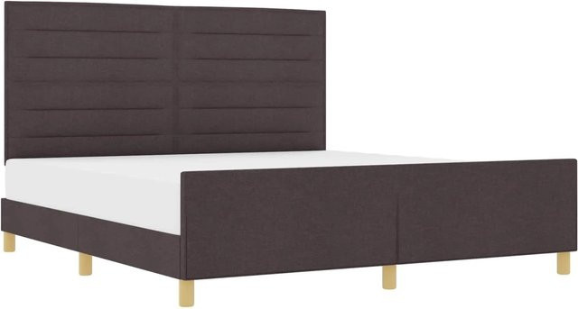 vidaXL Bettgestell mit Kopfteil in Dunkelbraun, gepolstert, B/T/H: 180 x 200 x 186 cm - Bild 1
