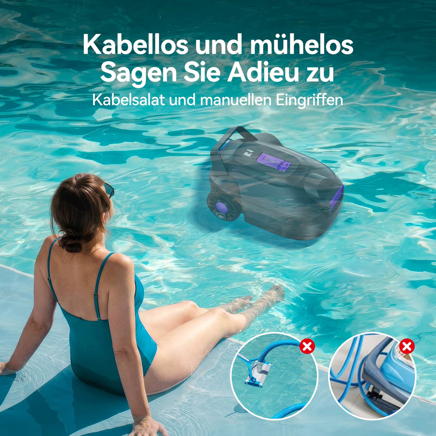 Kabelloser Roboter-Poolreiniger Redkey S200 in Orange mit wiederaufladbarem Lithium-Akku für Fliesen, PVC, Mosaik und Zement - Bild 4