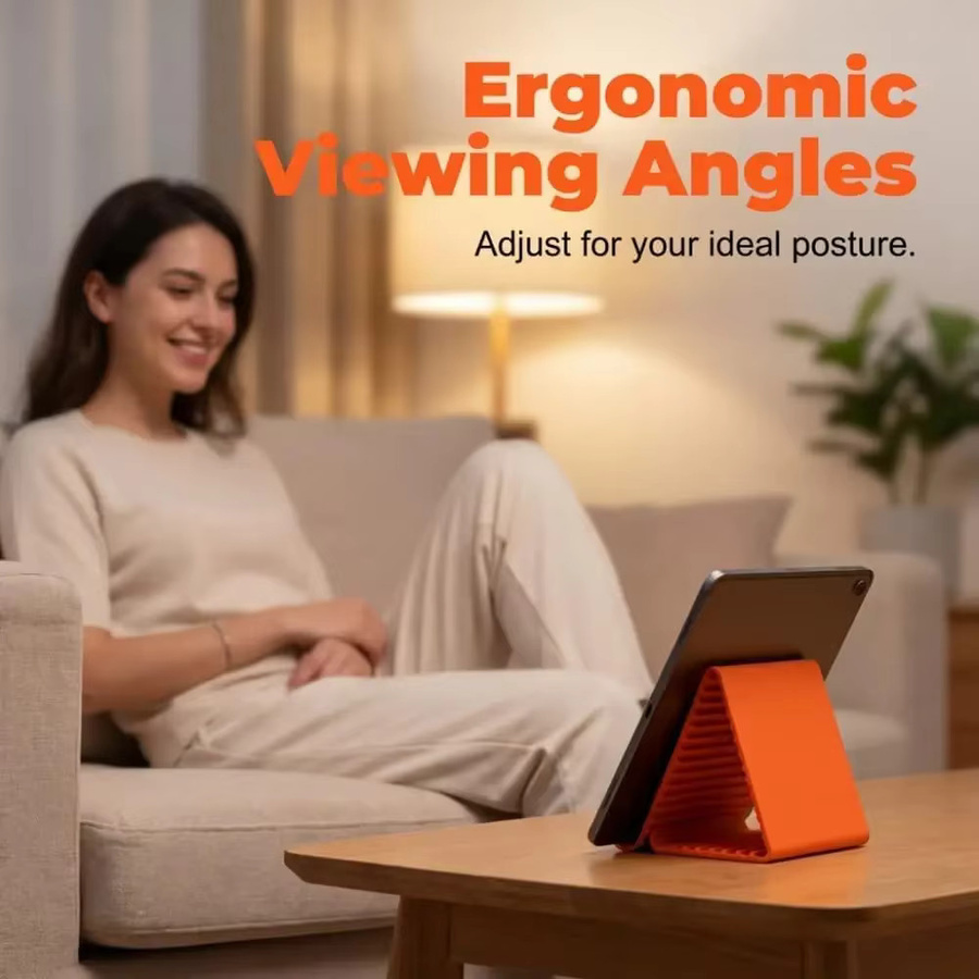 Tragbarer Silikon-Handyhalter in Orange, flexibler Lazy Bracket Tablet- und Desktop-Ständer mit mehrfach winkelverstellbarer Halterung - Bild 6