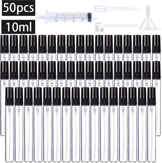 MUB Glasssprühflasche nachfüllbar, 10 ml, 50 Stück, mit Zubehör - Bild 1