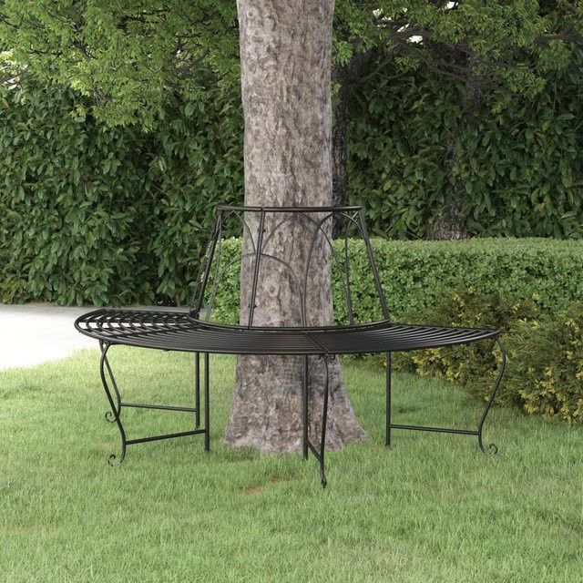 Vidaxl Gartenbank Halbrund aus Stahl in Schwarz Matt mit Durchmesser: 159 cm - Bild 1
