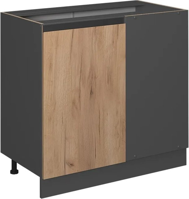 Vicco Eckunterschrank R-Line J-Shape Küchenschrank in Eiche und Anthrazit, Höhe: 86 cm - Bild 1