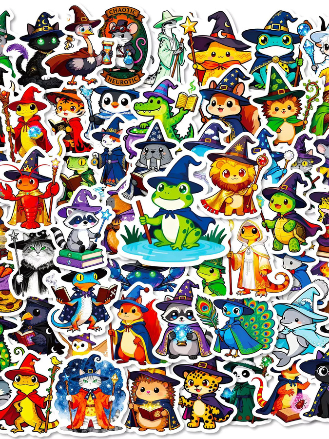 Cartoon Tier Zauberer Doodle Aufkleber Set in Multicolour für DIY und Schreibwaren - Bild 5