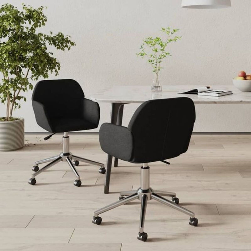 Set aus 2 drehbaren Esszimmerstühlen von vidaxl in Schwarz aus Stoff und Metall im modernen Design - Bild 1