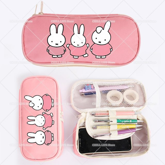 Miffy Federmäppchen für Schüler, niedliches Cartoon-Stifteetui mit Reißverschluss aus Polyester, Farbe: Pink - Bild 1