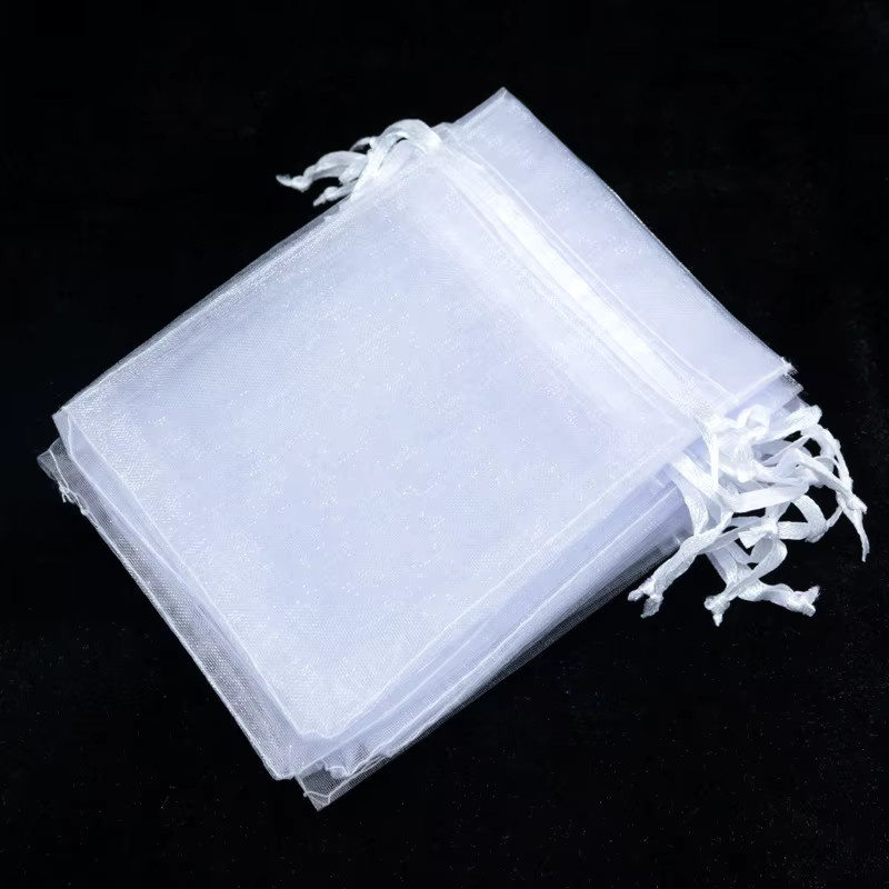 50 Stück Organzabeutel in Weiß für Schmuck, Hochzeit und Party, verschiedene Größen: 7 x 9 cm, 9 x 12 cm und 11 x 16 cm - Bild 3