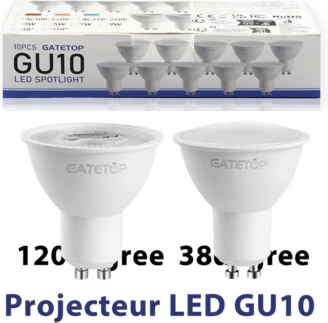 Gatetop 10er-Pack LED-Strahlerlampen GU10 mit 7W und 120 Grad Abstrahlwinkel in Warmweiß als Ersatz für 50W Halogenlampen - Bild 1