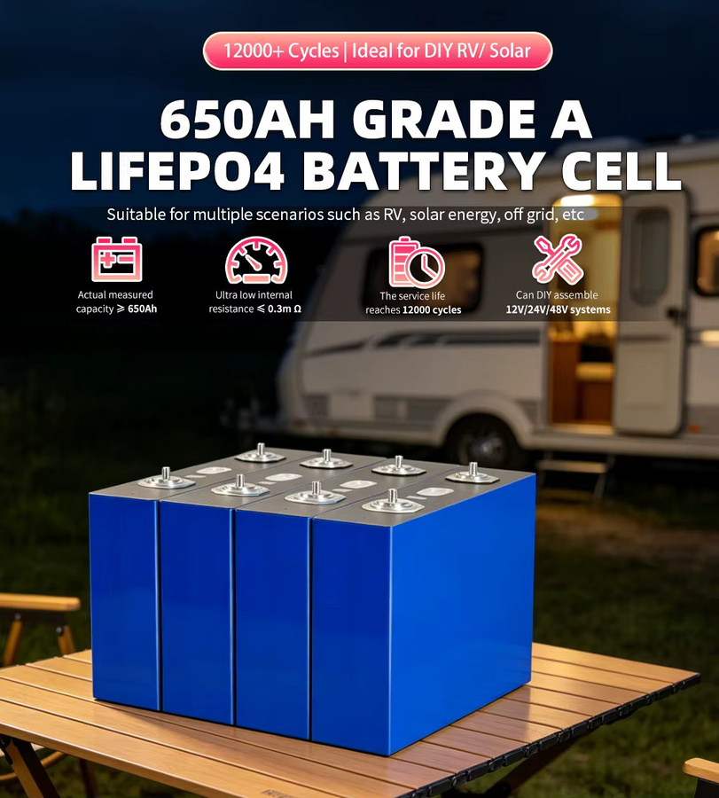 PWOD LiFePO4 Batterie 650Ah 3.2V Klasse A Wiederaufladbare Zellen für DIY 12V 24V 48V Energiespeicher im Wohnmobil oder Camper - Bild 7