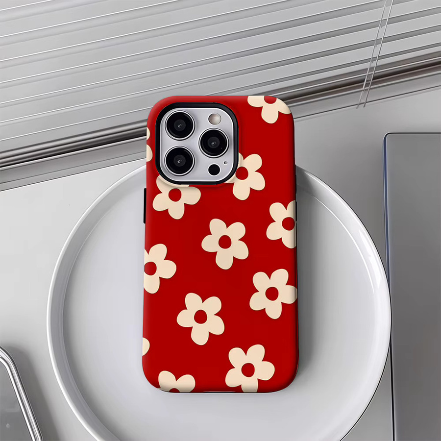 Robuste Handyhülle mit rotem Gänseblümchen-Design für iPhone 17 16 15 14 13 Pro Max Plus von Potdemiel mit Magnetfunktion und Doppel-Schicht-Schutz - Bild 4