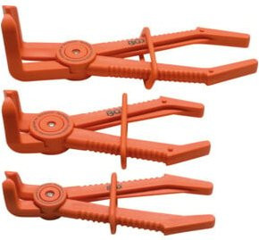 BGS Schlauch-Abklemmzangen-Satz 90 Grad abgewinkelt, 3-teilig, orange - Bild 1