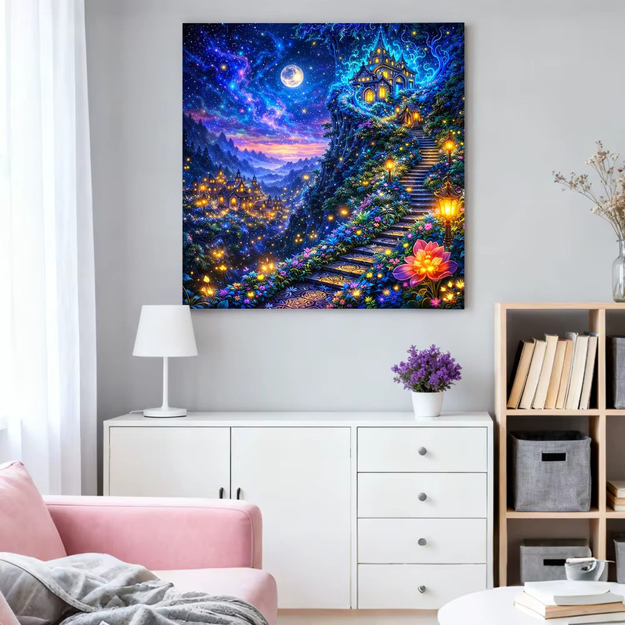 HUACAN Diamantmalerei Sternenhimmel-Landschaft Komplettset mit bunten Perlen in Multicolour - Bild 3