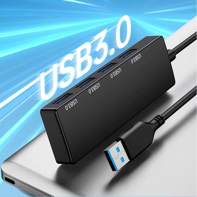 Goldpo USB 3.0 Hub 4-Port Multi-Splitter-Adapter in Schwarz für Laptop und PC - Bild 2