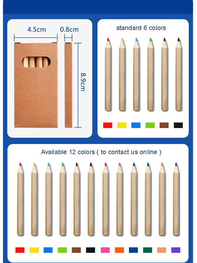 6er Packung Mini-Buntstifte 3,5 Zoll für Kinder inklusive Kraftpapier-Box zum Skizzieren und Malen - Bild 2