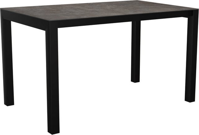 Stern Ausziehtisch aus Aluminium in Schwarz Matt mit Silverstar Stone Tischplatte, B/T/H: 130/180 x 80 cm - Bild 1