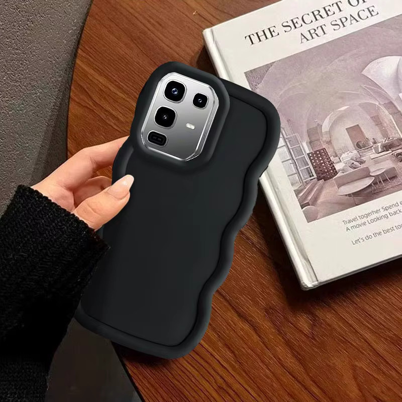 Wellenförmige Silikon Handyhülle mit Lanyard für Infinix Note 40 50 60 Serie, Farbe: Schwarz - Bild 5