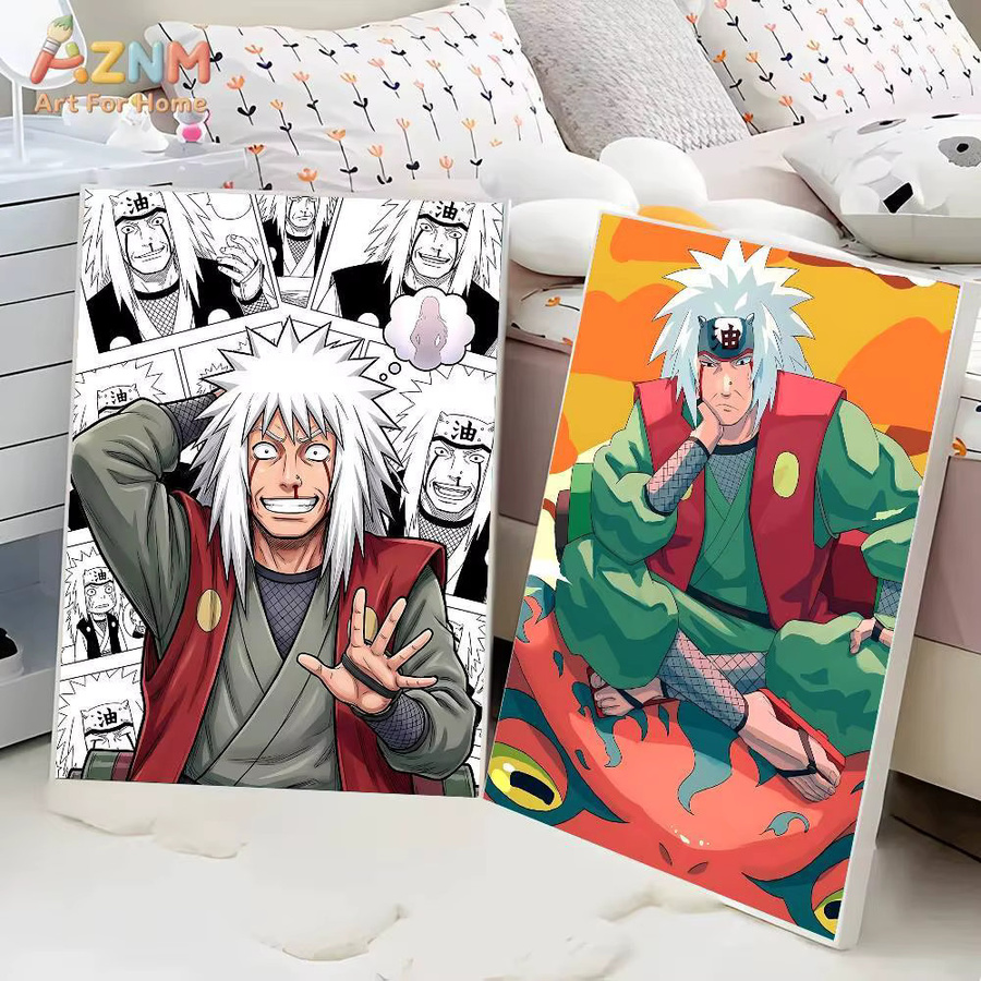 AZNM Naruto Anime-Leinwandgemälde Jiraiya Toad Sage und Gamabunta Wandkunst ohne Rahmen in Mehrfarbig - Bild 3