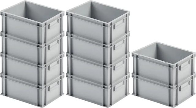 PROREGAL SuperSparSet 10er Pack Eurobehälter mit geschlossenem Griff, Grau, H x B x T: 17,5 x 30 x 40 cm - Bild 1