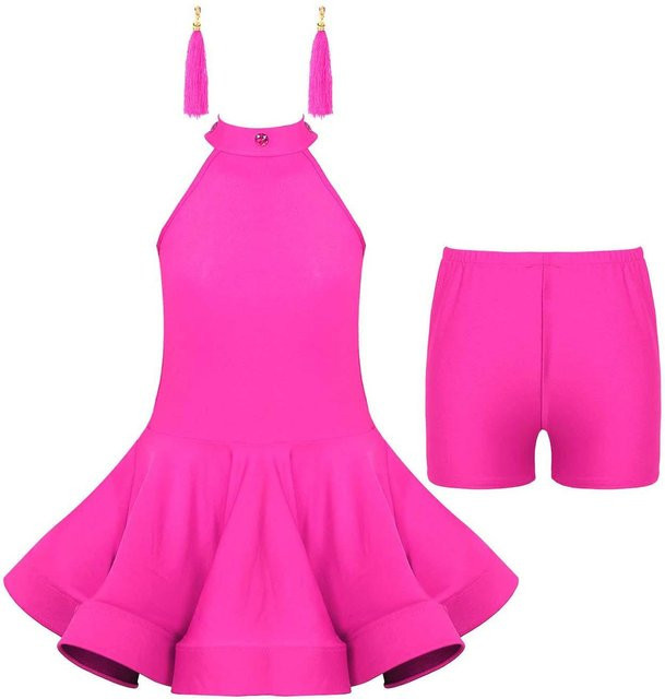 iEFiEL Tanzkleid mit Boxershorts und Quastenohrringen, Kinder Mädchen, heißes Rosa - Bild 1