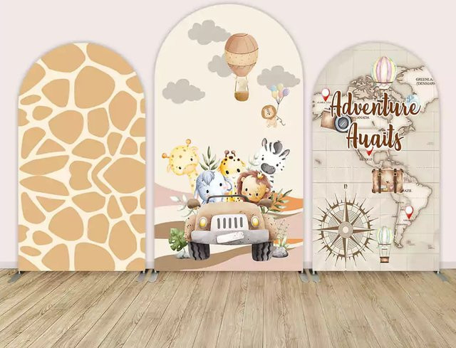 LS Custom 2-seitiger Hintergrund für Weltreisen und Wildtiere, Rund, Multicolour, Textil - Bild 1