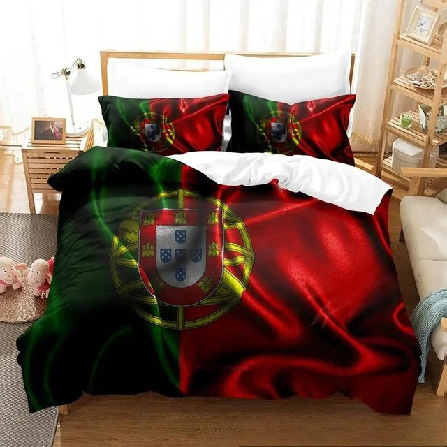 Lodestar Bettwäscheset Portugal Flagge Design in Rot, 3-teilig aus Mikrofaser, B/H: 180 x 210 cm - Bild 1