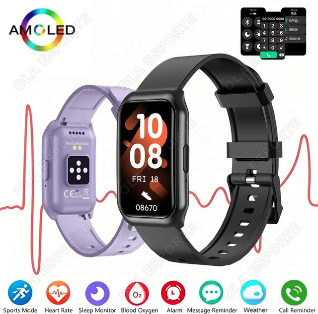 Ola Esporte HW12 Smart-Armband für Damen und Herren in Lila mit AMOLED-Farbdisplay, Herzfrequenzmessung, Blutsauerstoffüberwachung und Schlafanalyse - Bild 1