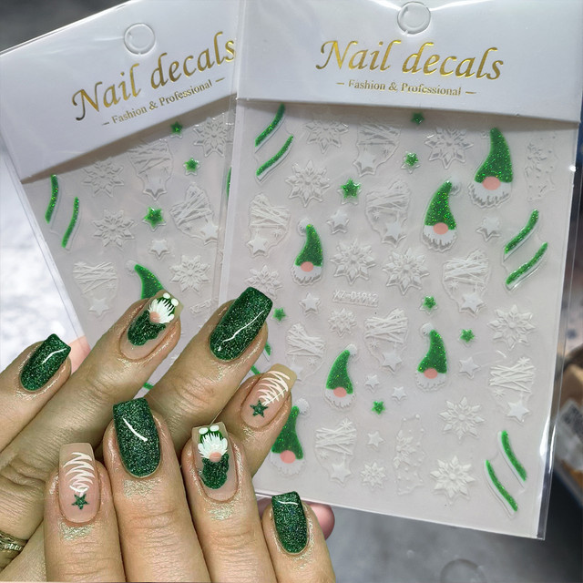 HotPress Nail Art Aufkleber, Grün, Schimmernd, Weihnachten - Bild 1