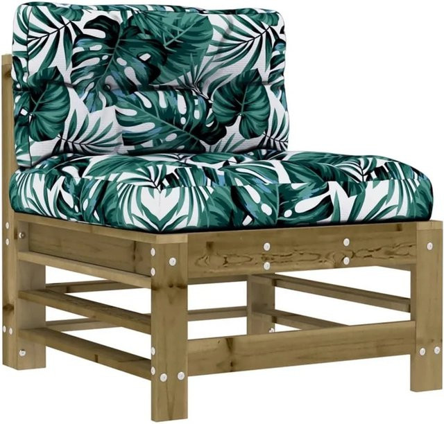 vidaXL Mittelsofa aus Kiefernholz mit Kissen in Braun mit rustikaler Optik B/T/H: 180 x 63,5 x 63,5 cm - Bild 1