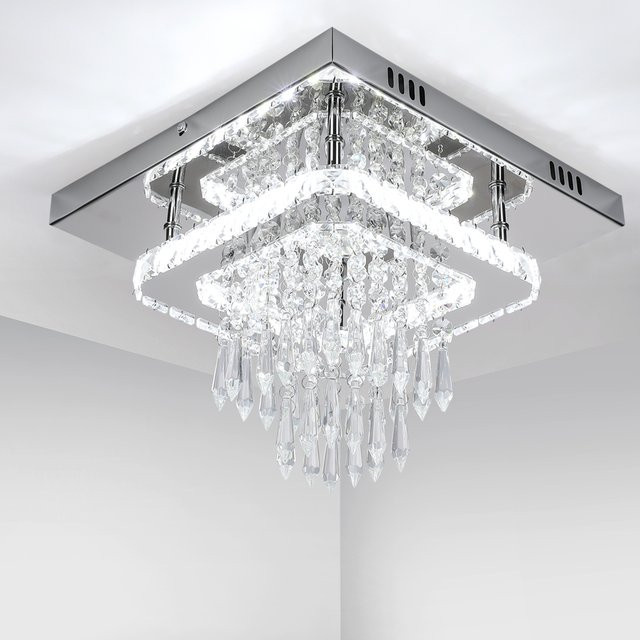 Oyajia LED Kristall-Deckenleuchte in Chrom und Transparent mit kaltweißem Licht, Durchmesser: 30 cm - Bild 1