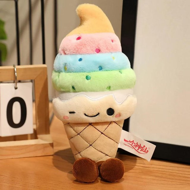 Binchi Fitness Smiley-Eiscreme-Stofftier, Plüschtier, mehrfarbig, weiß, ab 14 Jahren - Bild 1
