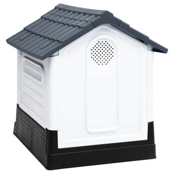 vidaXL Hundehütte aus Polypropylen in Grau, wetterfest mit erhöhtem Boden, B/T/H: 57 x 68 x 66 cm - Bild 3