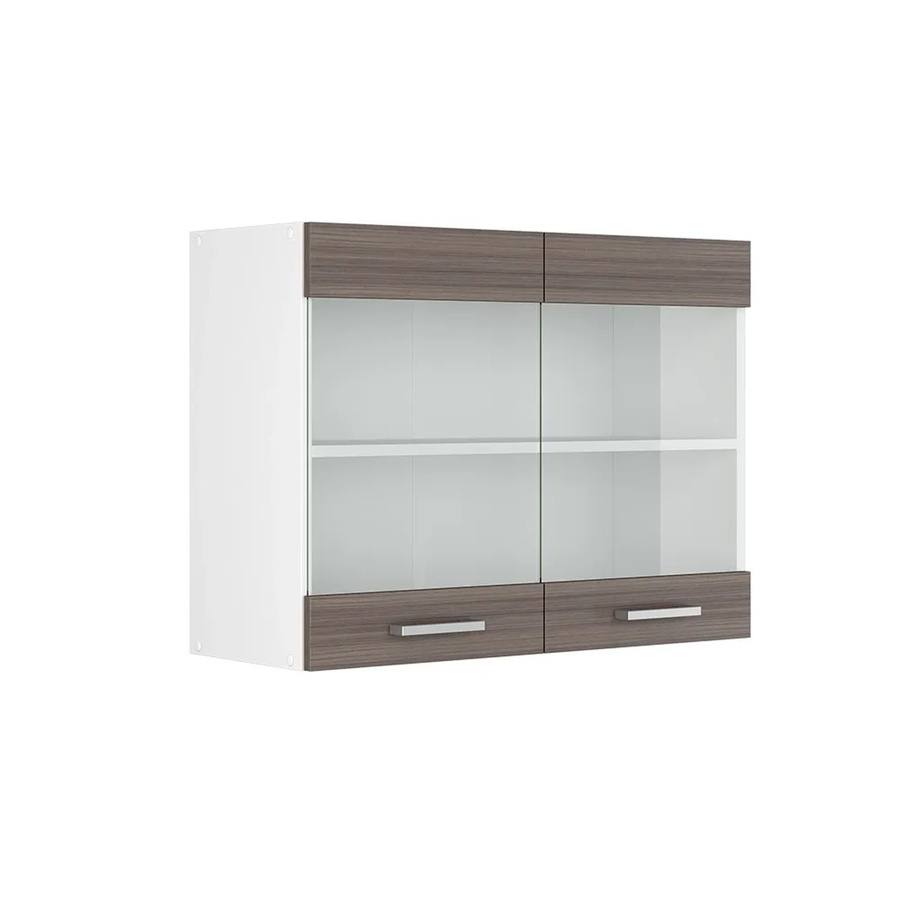 Vicco R-Line Küchen-Glashängeschrank mit Glastüren in Grau/Weiß, B: 80 cm, H: 60 cm, T: 31 cm - Bild 2