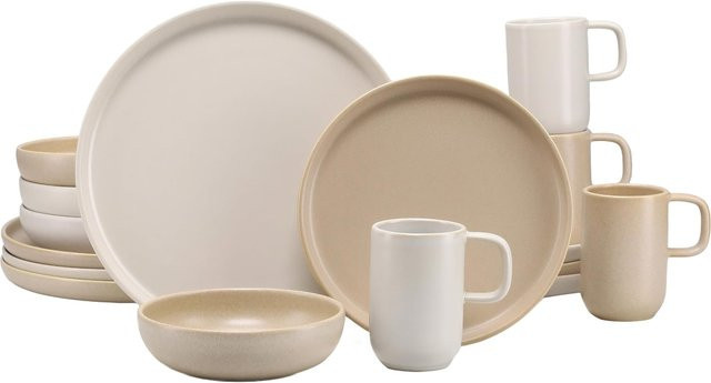 CreaTable Uno Toscana Kombiservice 16-tlg. Geschirrset aus Keramik in Beige für 4 Personen - Bild 1