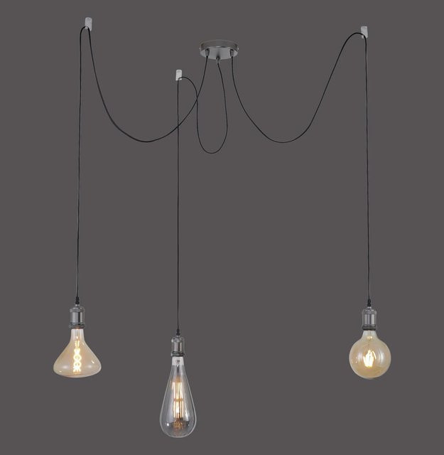 Pendelleuchte Just Light DIY Schwarz mit 3x E27 Fassungen, höhenverstellbar, Retro-Design, IP20 - Bild 1