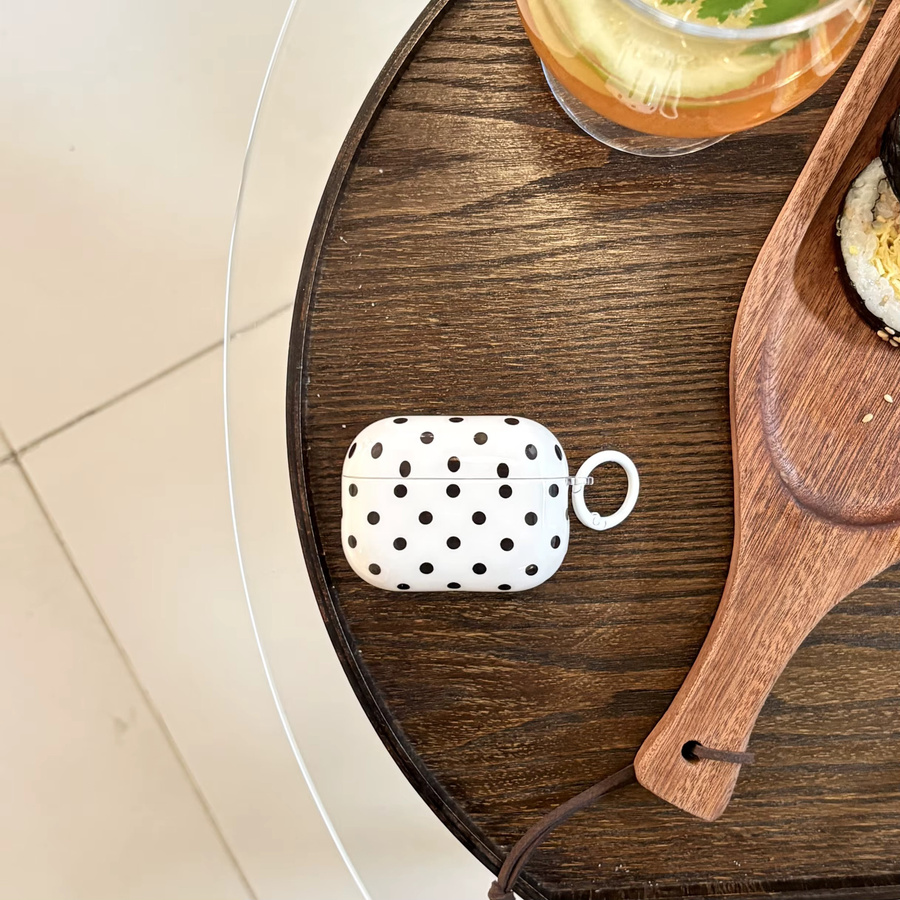 Schlichte Polka-Dot Schutzhülle für Apple AirPods Pro 1 2 3 4 in Schwarz-Weiß - Bild 2